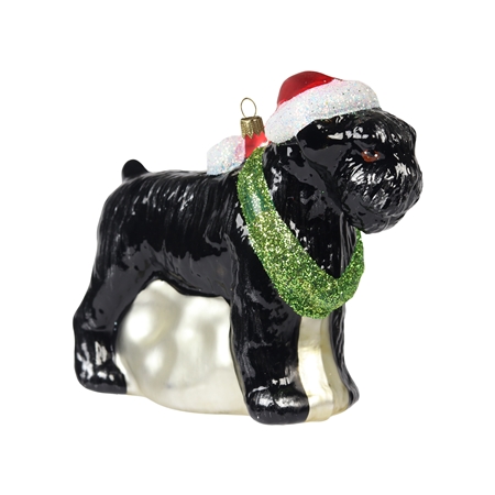 Glass Schnauzer with Santa hat