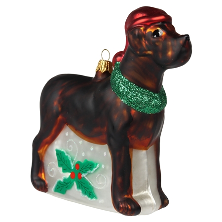 Glass Great Dane with Santa hat