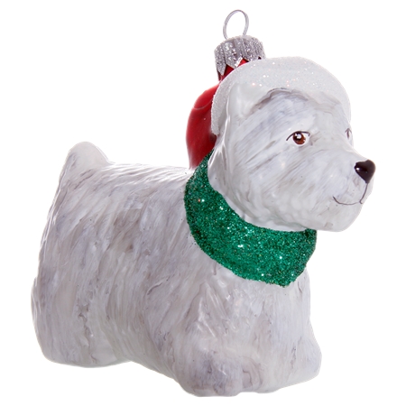 West Highland White Terrier with Santa hat