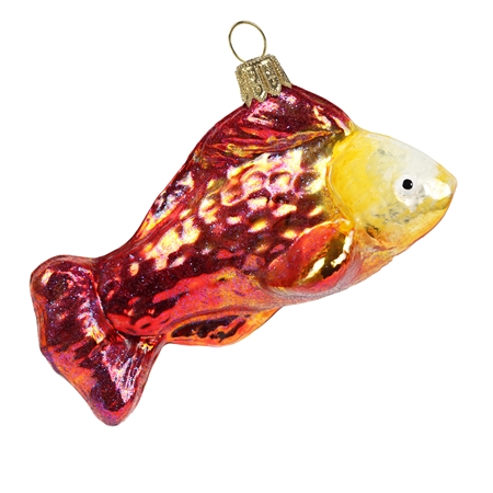 Red fish Christmas glass ornament