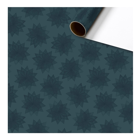Dark blue metallic gift wrapping paper with stars