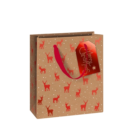 Natural gift bag with reindeer small