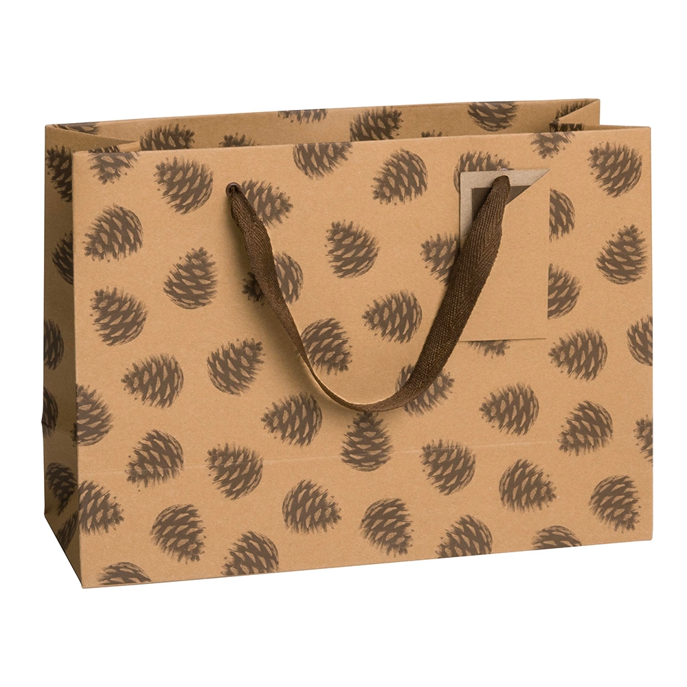 Natural gift bag with pine cones