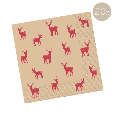 Christmas dinner napkins with reindeer