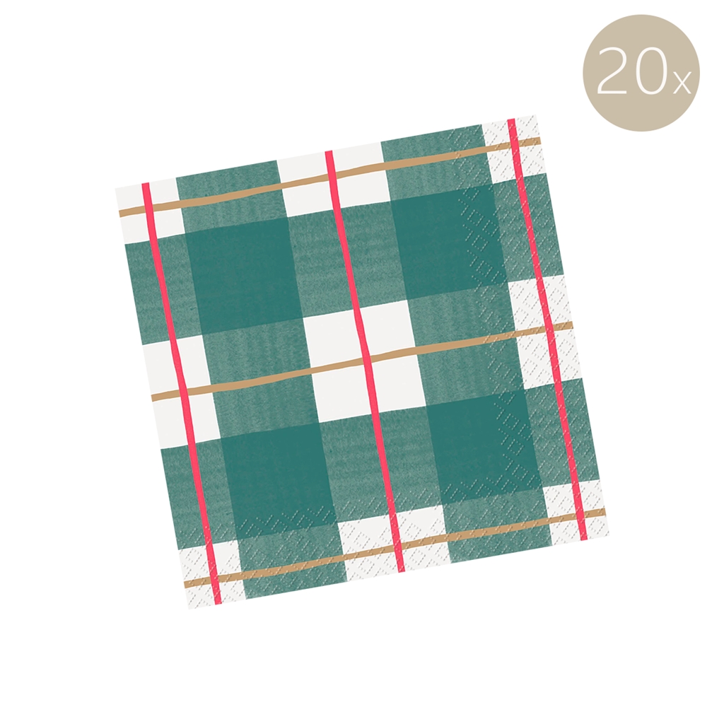 Paper dinner napkins Christmas tartan small