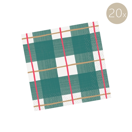 Paper dinner napkins Christmas tartan small