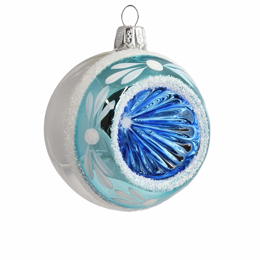 Glass bauble with blue reflector