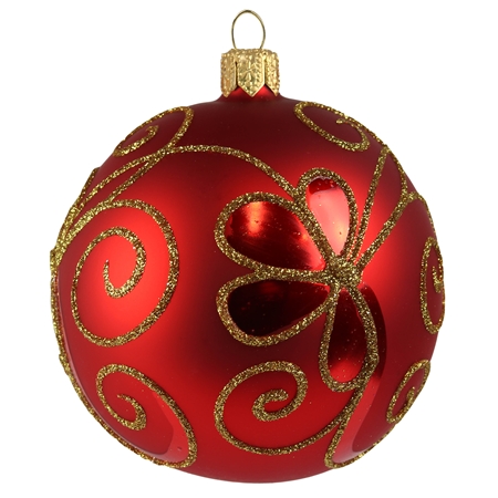 Red glass Christmas ball with décor