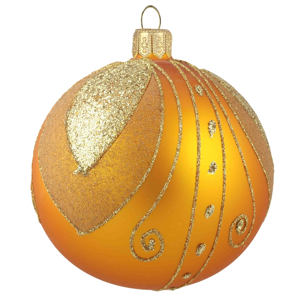 Gold glass Christmas bauble with decor