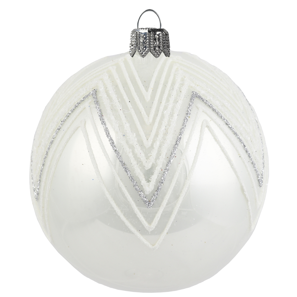 White opal bauble with geometric décor