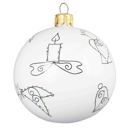 White Christmas ball with winter scene motive