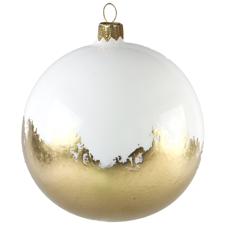 White Christmas splashed gold bauble