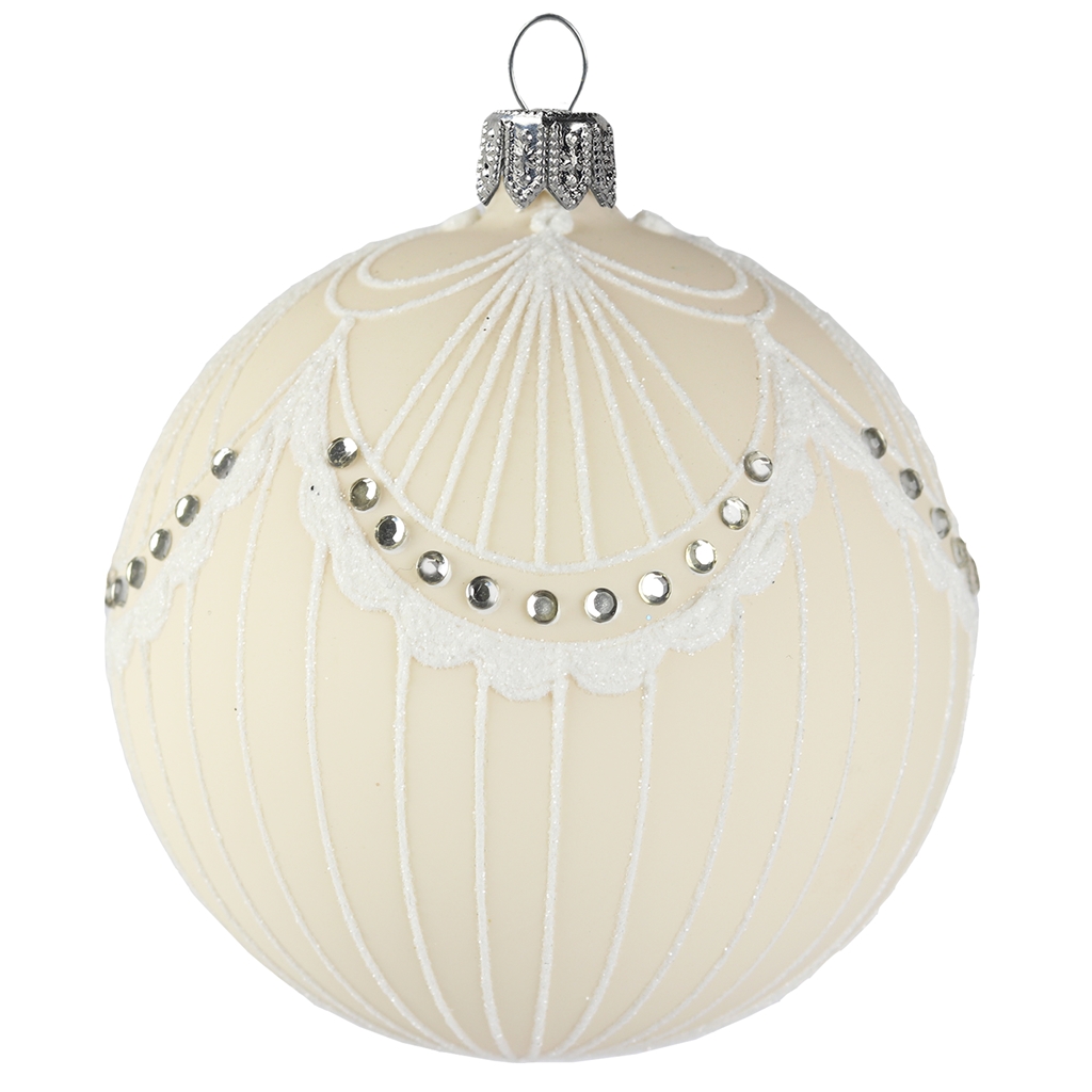 Bauble with white decor and stones