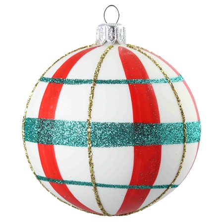 White ball with red and green décor