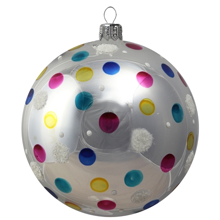 Christmas silver ornament with polka dots