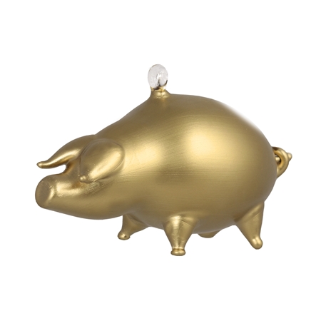 Glass golden pig ornament