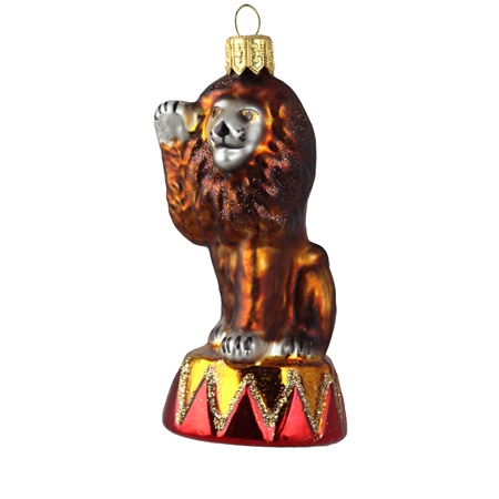 Glass circus lion Christmas ornament