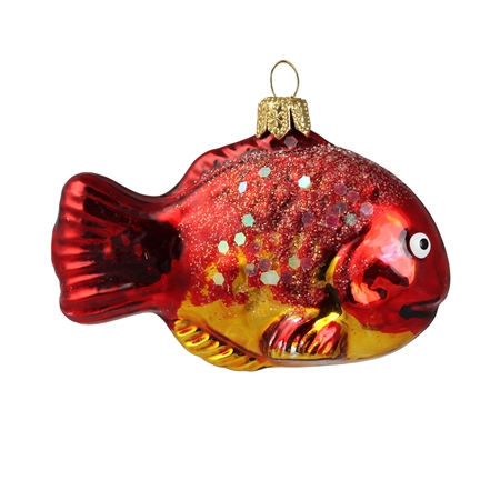 Red glass fish with sequins