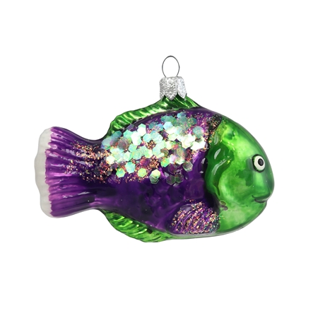 Purple-green glass fish large