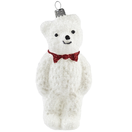 White Teddy bear with red bow tie