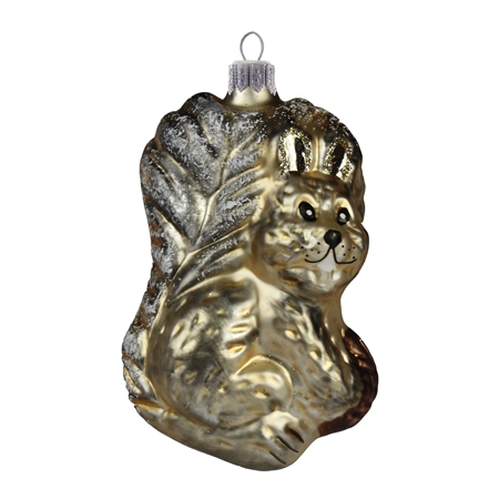 Christmas decoration of a squirrel with snowy tail