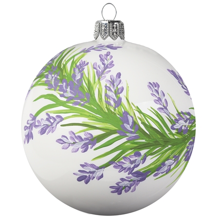 Porcelain white bauble with lavender décor
