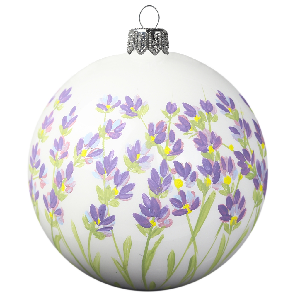 Porcelain white bauble with lavender painting