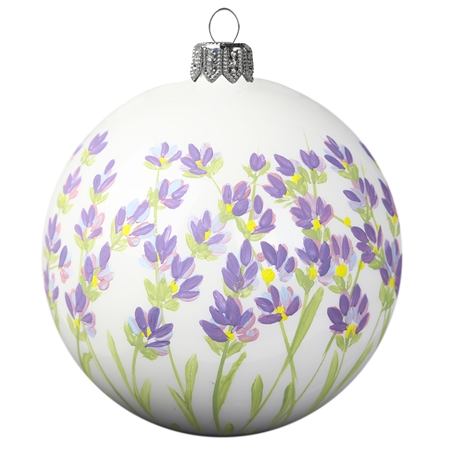 Porcelain white bauble with lavender painting