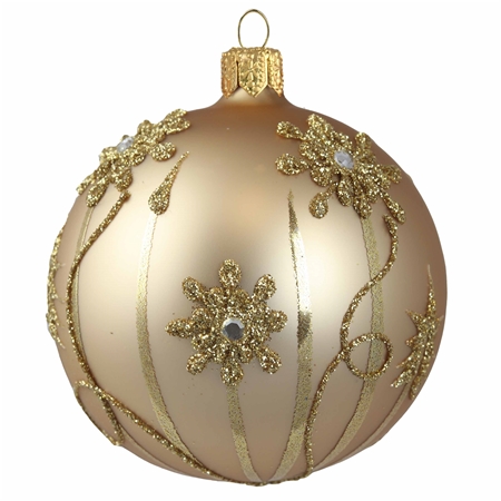 Christmas ball gold with flower decor