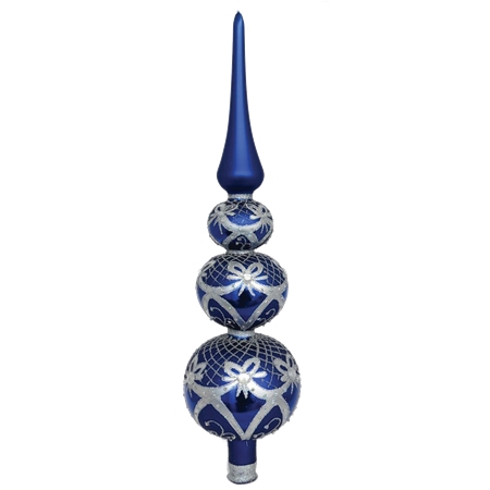 Blue 3-bauble tree topper with silver décor