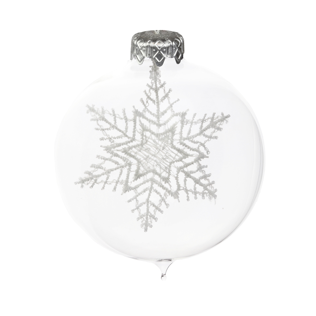 Transparent bauble with lace snowflake