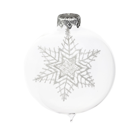 Transparent bauble with lace snowflake