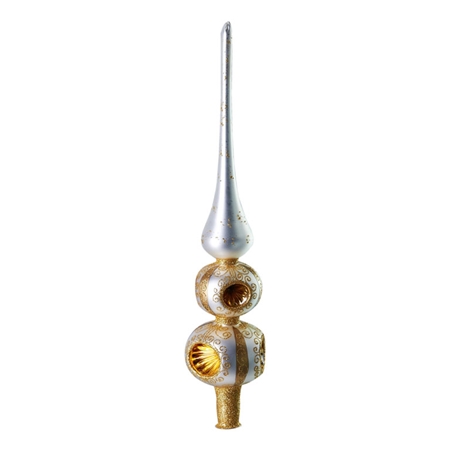 Christmas tree topper - white matt with bronze decor