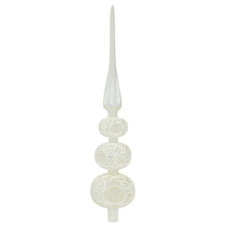 Clear tree topper with matt white floral motif
