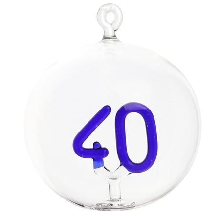 Clear glass ball with the number 40