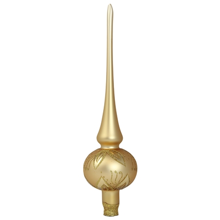 Gold single-ball tree topper with gold leaves décor