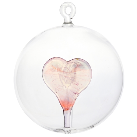 Transparent bauble with pink heart inside 