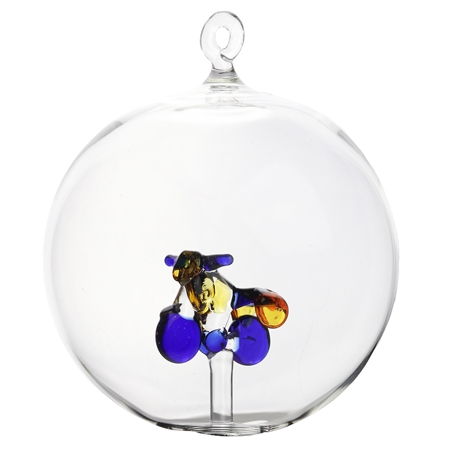 Transparent bauble with a motorcycle