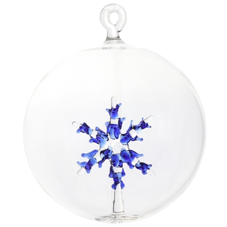 Transparent bauble with blue snowflake