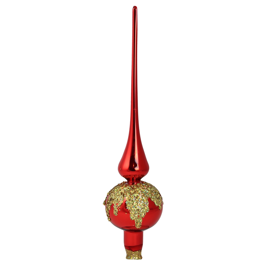 Red tree topper gloss with gold décor
