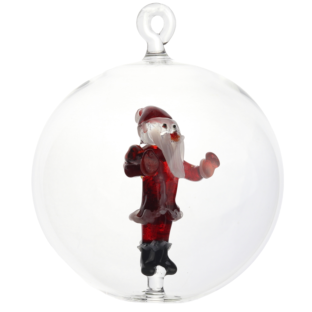 Glass Christmas ball with Santa