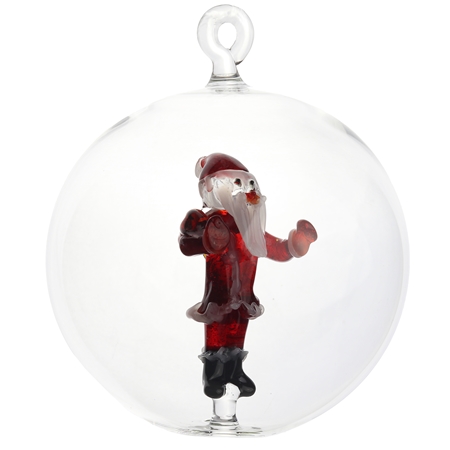 Glass Christmas ball with Santa
