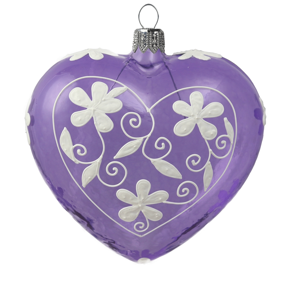 Violet heart with white petals décor