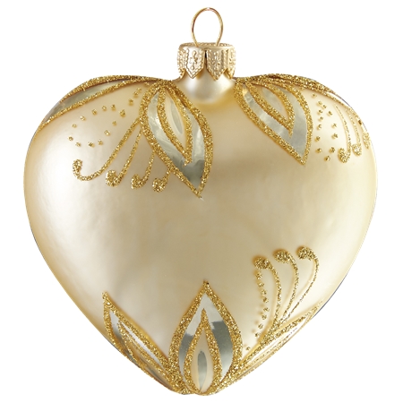Glass gold heart with leaves décor