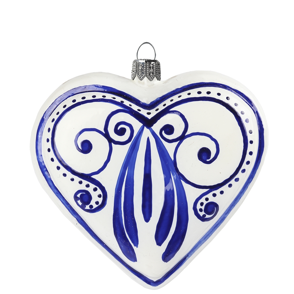 Glass gingerbread "blue onion" heart