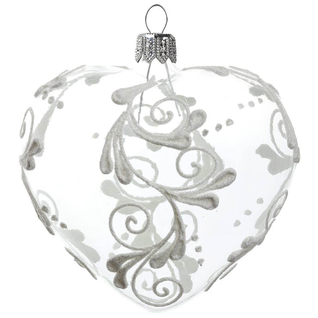 Glass heart clear white decor