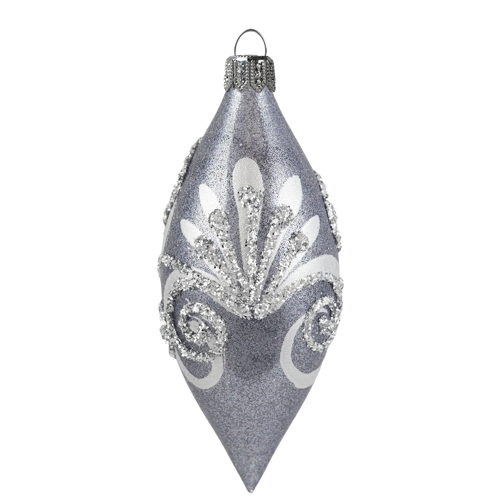 Glass olive silver-gray with floral décor
