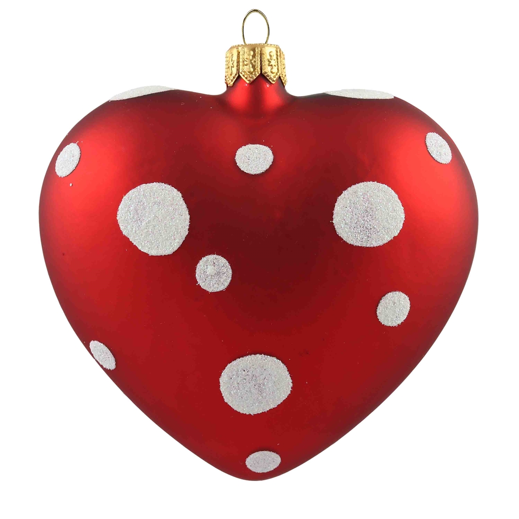 Large red Christmas heart with white dot décor