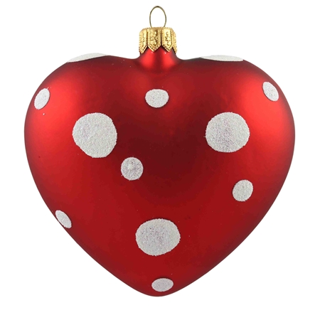 Red Heart With White Polka Dots Christmas Ornament