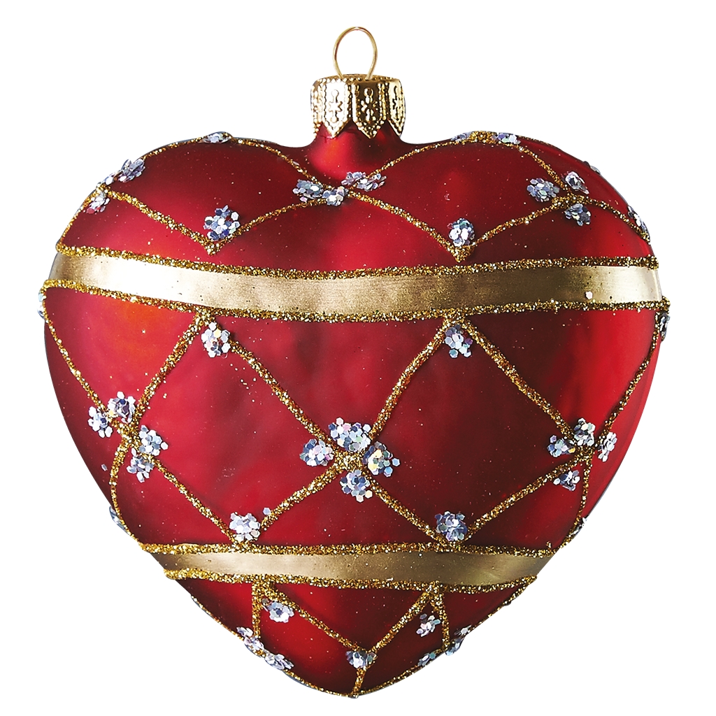 Red Christmas heart with gold décor
